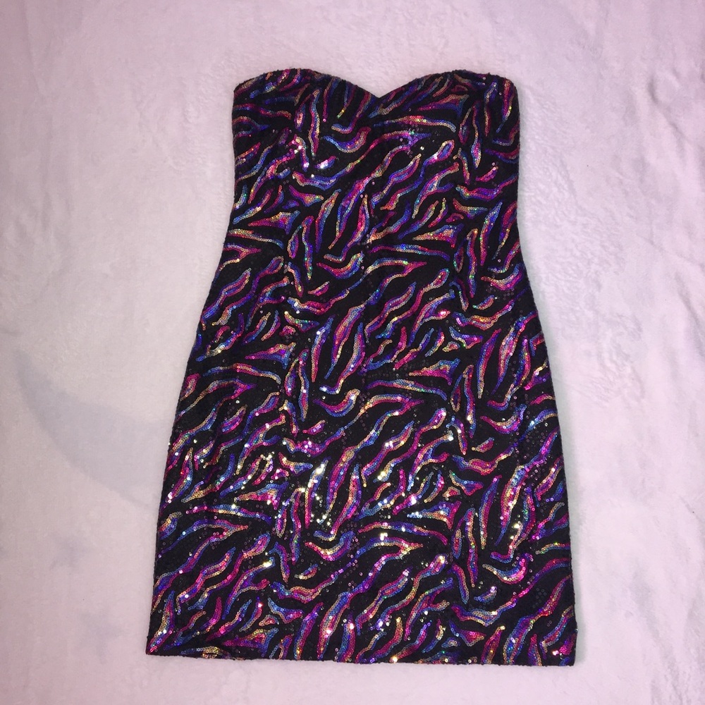 Colorful Sequin Strapless Dress